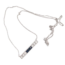 ANTIQUE DIAMOND AND SAPPHIRE PLATINUM BAR NECKLACE