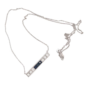 ANTIQUE DIAMOND AND SAPPHIRE PLATINUM BAR NECKLACE