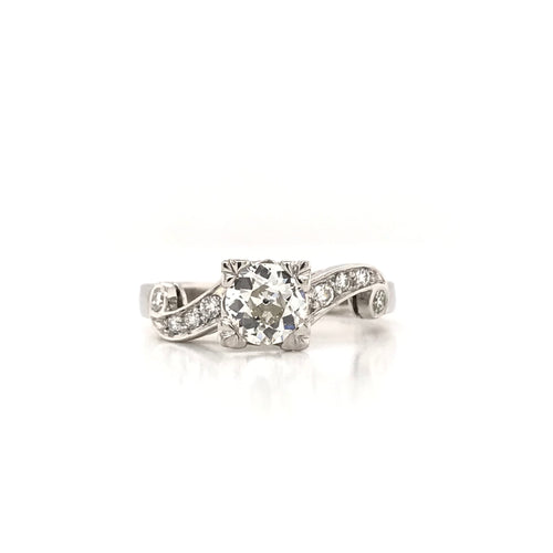 0.74 CARAT MID CENTURY DIAMOND PLATINUM RING