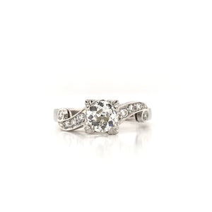 0.74 CARAT MID CENTURY DIAMOND PLATINUM RING