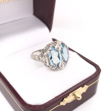 ART DECO CUSTOM CUT AQUAMARINE FILIGREE RING