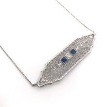 ART DECO SAPPHIRE DIAMOND AND FILIGREE NECKLACE