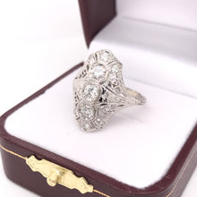 DIAMOND AND GREEK KEY FILIGREE DINNER RING