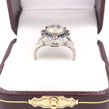 EDWARDIAN 2.06 CARAT DIAMOND SAPPHIRE AND PLATINUM FILIGREE RING