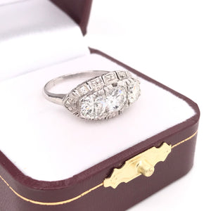 MID CENTURY 2.05 CARAT DTW DIAMOND AND PLATINUM RING