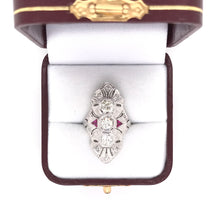ART DECO DIAMOND AND RUBY DINNER RING