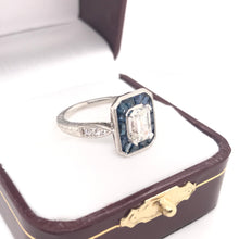 ANTIQUE STYLE 1.12 CARAT DIAMOND SAPPHIRE AND PLATINUM RING