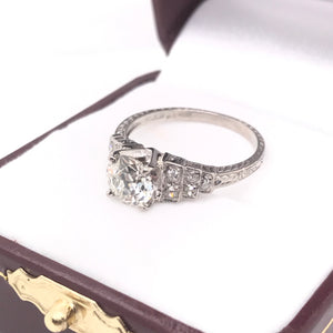 MID CENTURY 1.12 CARAT DIAMOND AND PLATINUM RING