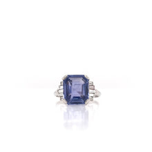 ART DECO 5.63 CARAT CEYLON SAPPHIRE AND DIAMOND PLATINUM RING