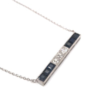 ANTIQUE SAPPHIRE AND DIAMOND PLATINUM BAR NECKLACE