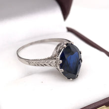 SYNTHETIC SAPPHIRE IN EDWARDIAN SETTING RING