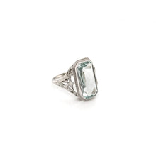 ART DECO AQUAMARINE FILIGREE RING