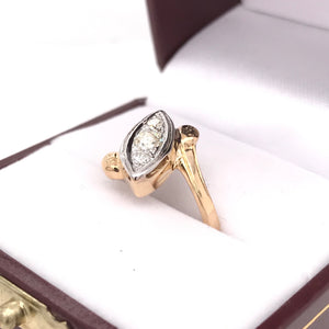MID CENTURY STYLIZED MARQUISE RING