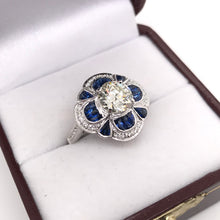ANTIQUE INSPIRED 1.25 CARAT DIAMOND AND SAPPHIRE RING