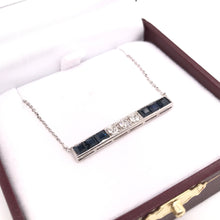 ANTIQUE SAPPHIRE AND DIAMOND PLATINUM BAR NECKLACE