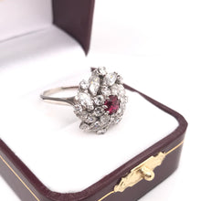 RETRO RUBY AND DIAMOND CLUSTER RING
