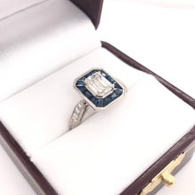 ANTIQUE STYLE 1.12 CARAT DIAMOND SAPPHIRE AND PLATINUM RING