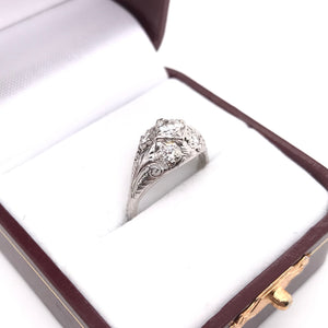 ART DECO 0.45 CARAT DIAMOND AND FLORAL FILIGREE RING