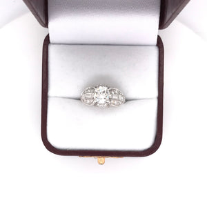 ART DECO 0.97 CARAT DIAMOND PLATINUM RING