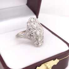 DIAMOND AND GREEK KEY FILIGREE DINNER RING