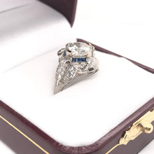 EDWARDIAN 2.06 CARAT DIAMOND SAPPHIRE AND PLATINUM FILIGREE RING