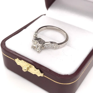 0.74 CARAT MID CENTURY DIAMOND PLATINUM RING