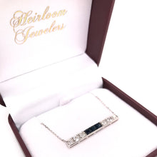 ANTIQUE DIAMOND AND SAPPHIRE PLATINUM BAR NECKLACE