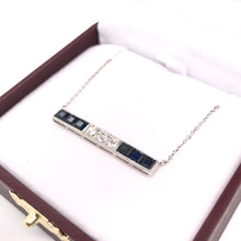 ANTIQUE SAPPHIRE AND DIAMOND PLATINUM BAR NECKLACE