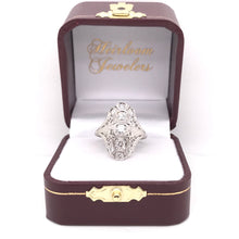 DIAMOND AND GREEK KEY FILIGREE DINNER RING