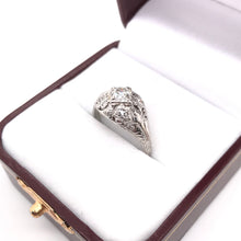 ART DECO 0.45 CARAT DIAMOND AND FLORAL FILIGREE RING