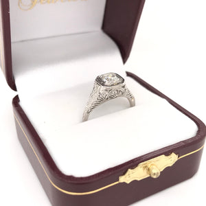"1924" 0.50 CARAT ART DECO DIAMOND FILIGREE RING