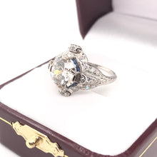 EDWARDIAN 2.06 CARAT DIAMOND SAPPHIRE AND PLATINUM FILIGREE RING