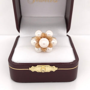 MID CENTURY PEARL CLUSTER RING