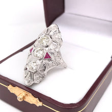 ART DECO DIAMOND AND RUBY DINNER RING
