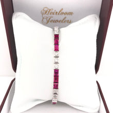 ANTIQUE ART DECO DIAMOND AND SYNTHETIC RUBY LINE BRACELET