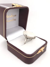 VINTAGE MID CENTURY LARGE WHITE OPAL COCKTAIL RING