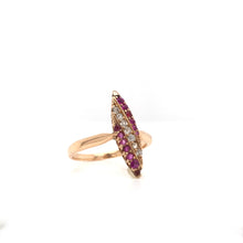 VICTORIAN RUBY DIAMOND AND ROSE GOLD NAVETTE RING