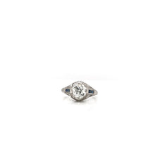 ANTIQUE ART DECO 1.25 CARAT DIAMOND AND SAPPHIRE FILIGREE SOLITAIRE STYLE PLATINUM RING