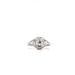 ANTIQUE ART DECO FILIGREE SOLITAIRE STYLE DIAMOND RING