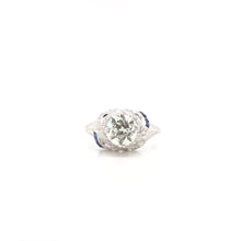 ANTIQUE ART DECO 1.50 CARAT DIAMOND AND SAPPHIRE PLATINUM FILIGREE RING
