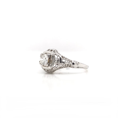 ANTIQUE ART DECO FILIGREE SOLITAIRE STYLE DIAMOND RING