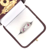 ANTIQUE ART DECO RUBY AND DIAMOND FILIGREE ETERNITY BAND