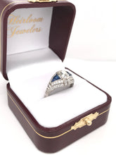 ART DECO STYLE DIAMOND AND SAPPHIRE RING FEATURING ANTIQUE 1.50 CARAT OLD MINE CUT DIAMOND