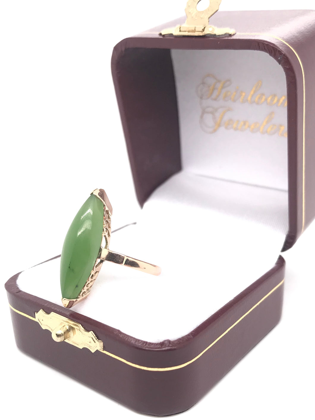 MID CENTURY JADE NAVETTE RING