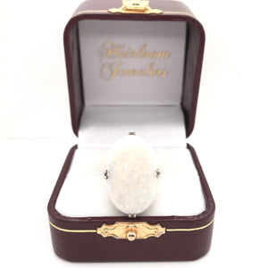 VINTAGE MID CENTURY LARGE WHITE OPAL COCKTAIL RING