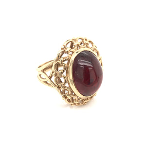 MID CENTURY CABOCHON GARNET COCKTAIL RING