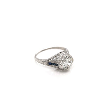 ANTIQUE ART DECO 1.25 CARAT DIAMOND AND SAPPHIRE FILIGREE SOLITAIRE STYLE PLATINUM RING