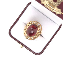 MID CENTURY CABOCHON GARNET COCKTAIL RING