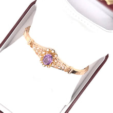 ANTIQUE ART NOUVEAU AMETHYST AND PEARL BANGLE BRACELET