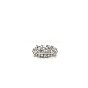 MID CENTURY MULTI CUT DIAMOND AND PLATINUM RING